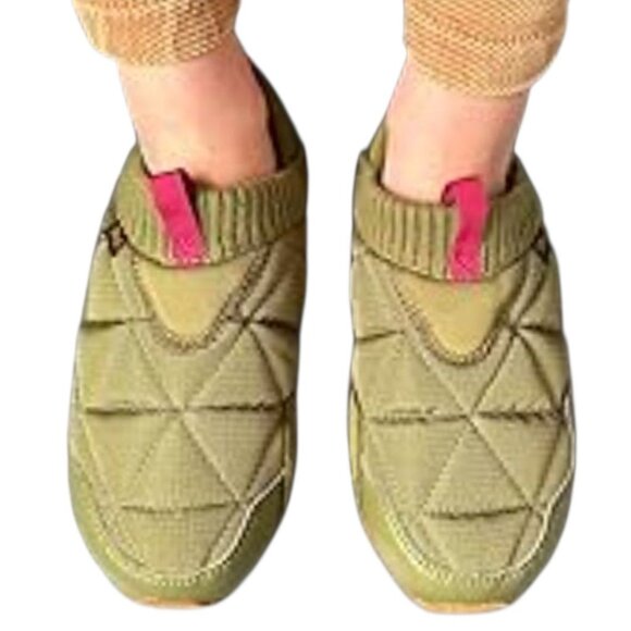 Teva Re  Ember Moc Slippers Quilted Design Knit Collar Womens Olive Size 8 - Picture 3 of 16